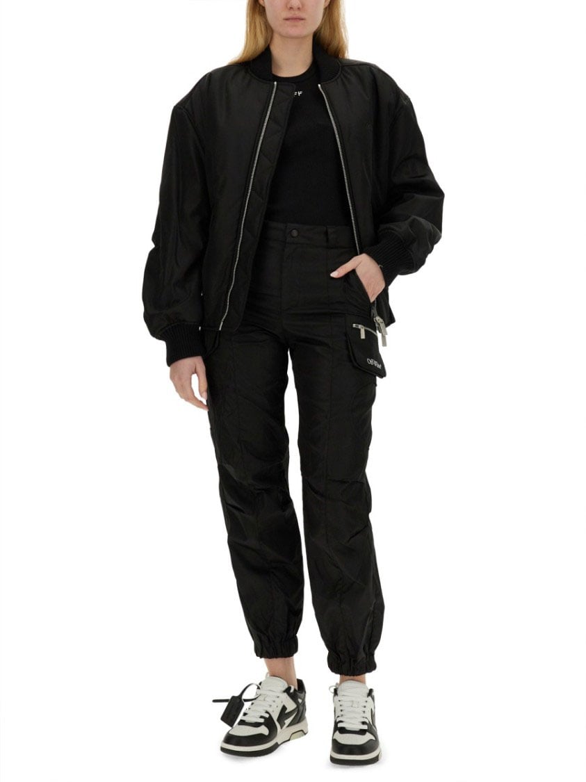 OFF-WHITE Nylon Bomber Jacket Zwart