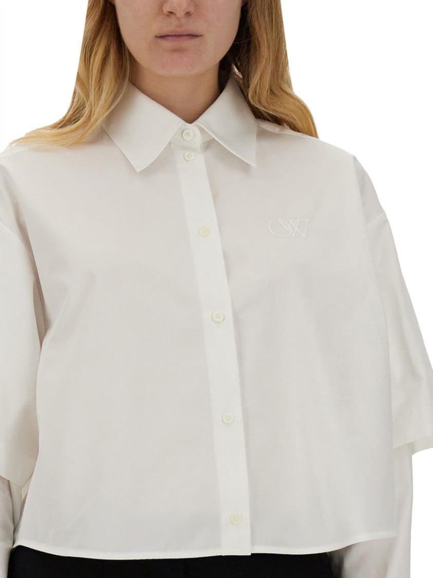 OFF-WHITE Cropped Poplin Shirt Wit