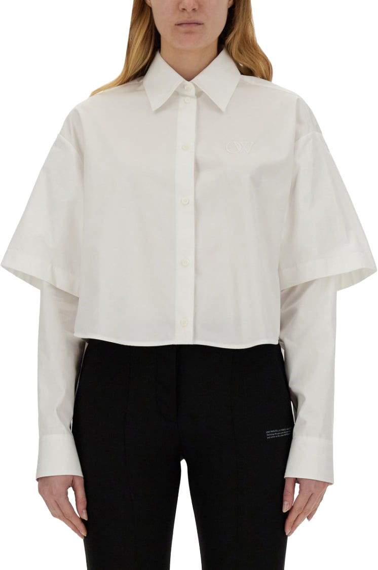 OFF-WHITE Cropped Poplin Shirt Wit