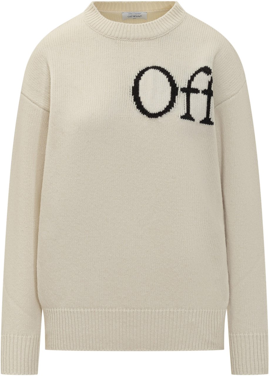 OFF-WHITE Off-White Maglione Bianco con Logo Intarsiato Wit