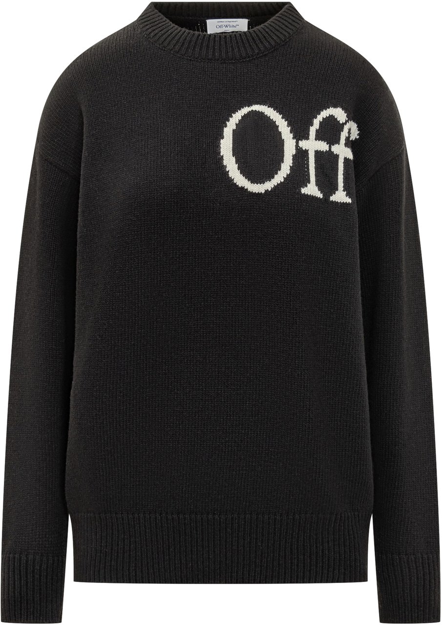 OFF-WHITE Off-White Maglione Nero con Logo Intarsiato Zwart