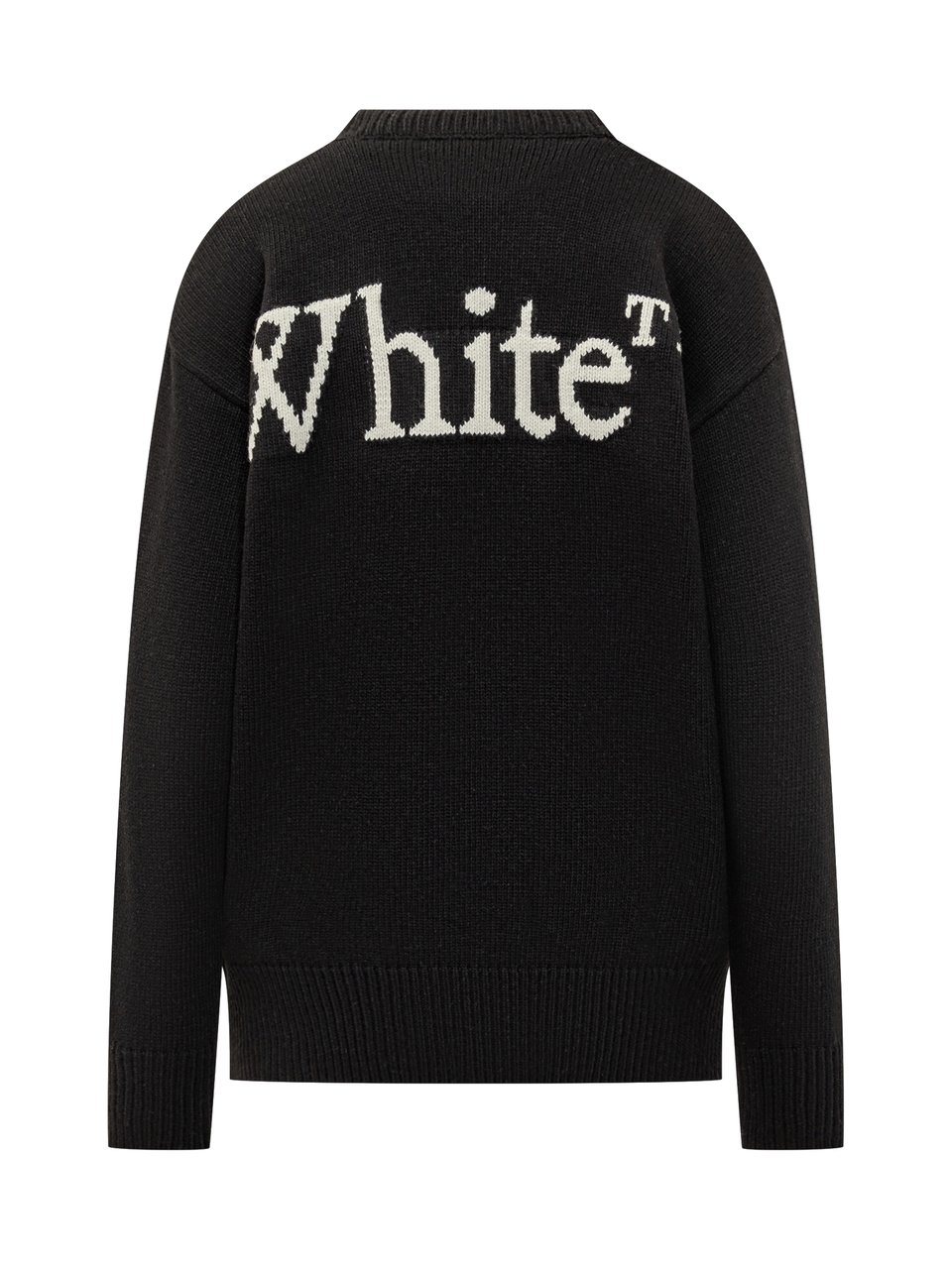 OFF-WHITE Off-White Maglione Nero con Logo Intarsiato Zwart