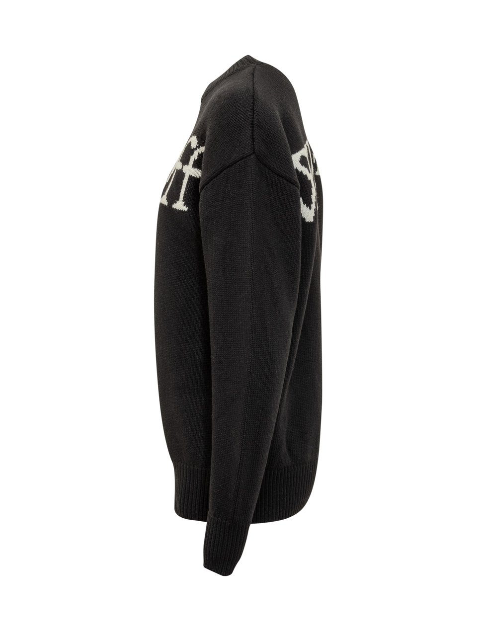 OFF-WHITE Off-White Maglione Nero con Logo Intarsiato Zwart