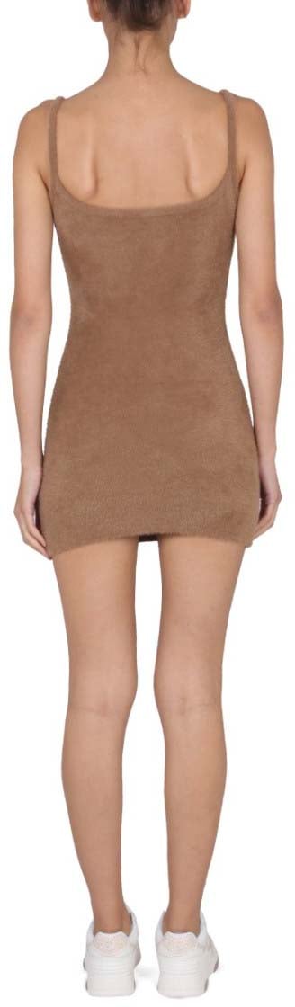 OFF-WHITE Fuzzy Mini Dress With Round Neckline Neutraal