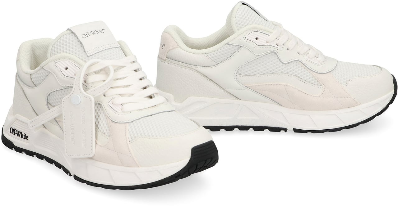 OFF-WHITE Kick Off leather and mesh sneakers Wit