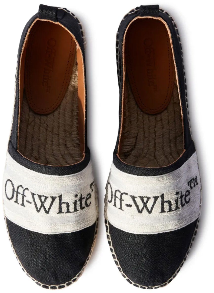 OFF-WHITE Bookish Logo Linen Espadrilles Zwart