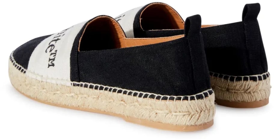 OFF-WHITE Bookish Logo Linen Espadrilles Zwart