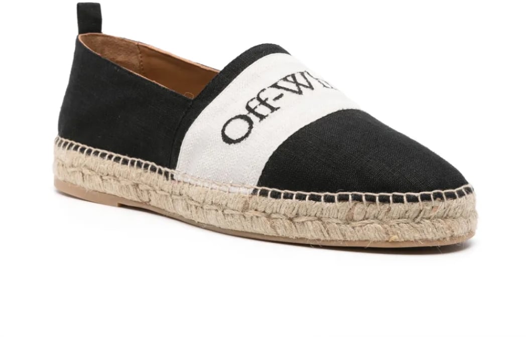 OFF-WHITE Bookish Logo Linen Espadrilles Zwart