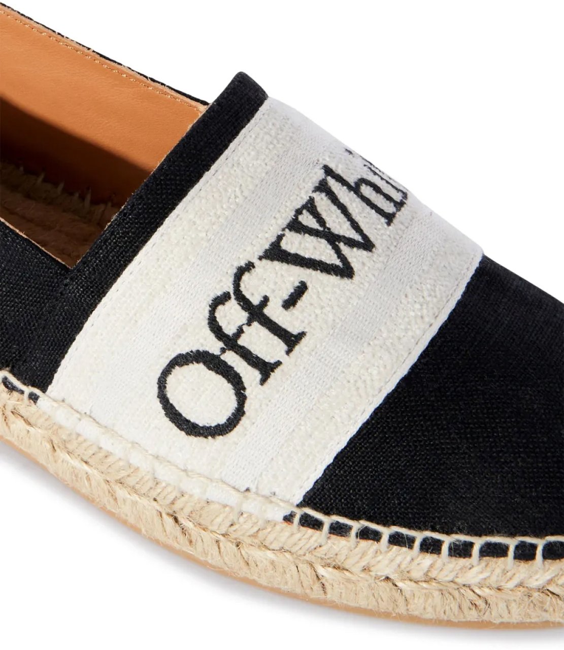 OFF-WHITE Bookish Logo Linen Espadrilles Zwart
