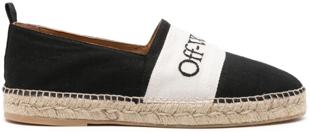 OFF-WHITE Bookish Logo Linen Espadrilles Zwart