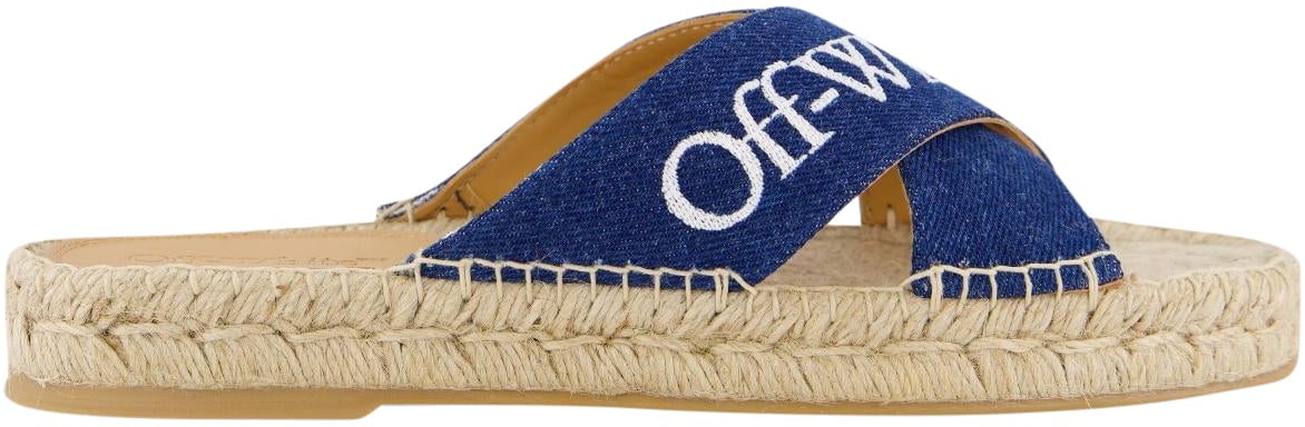 OFF-WHITE Dames Criss Cross Slipper Blauw/Wit Blauw