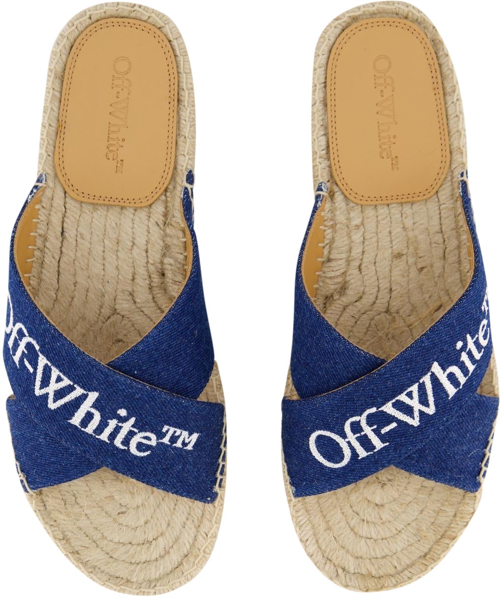 OFF-WHITE Dames Criss Cross Slipper Blauw/Wit Blauw