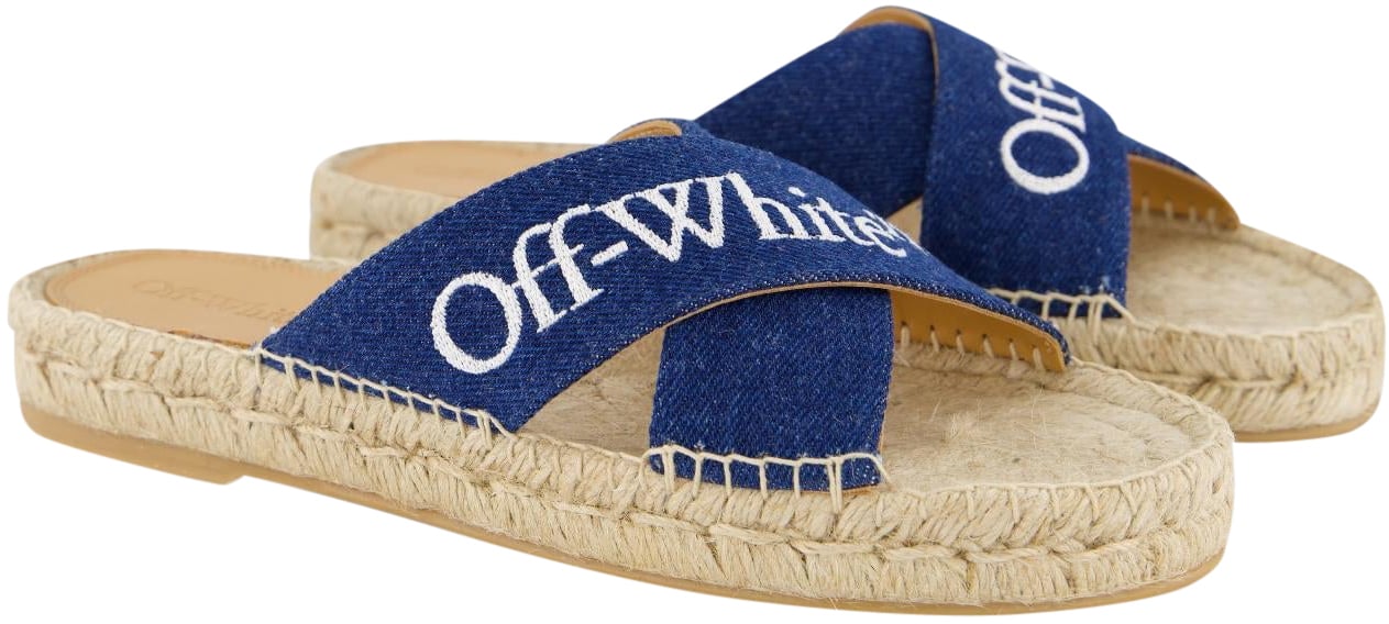 OFF-WHITE Dames Criss Cross Slipper Blauw/Wit Blauw