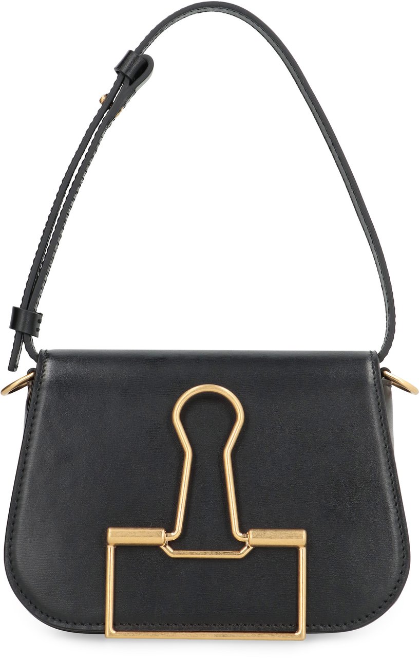 OFF-WHITE Skeleton Binder leather shoulder bag Zwart