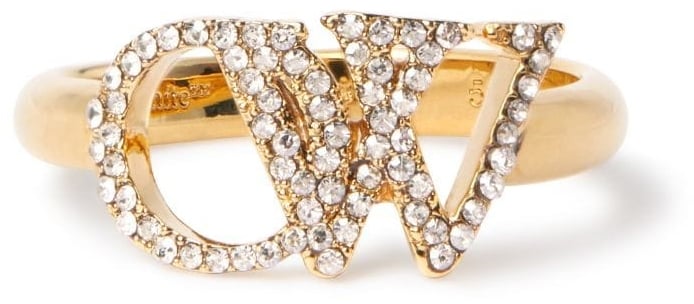 OFF-WHITE Ow Logo Strass Ring Goud