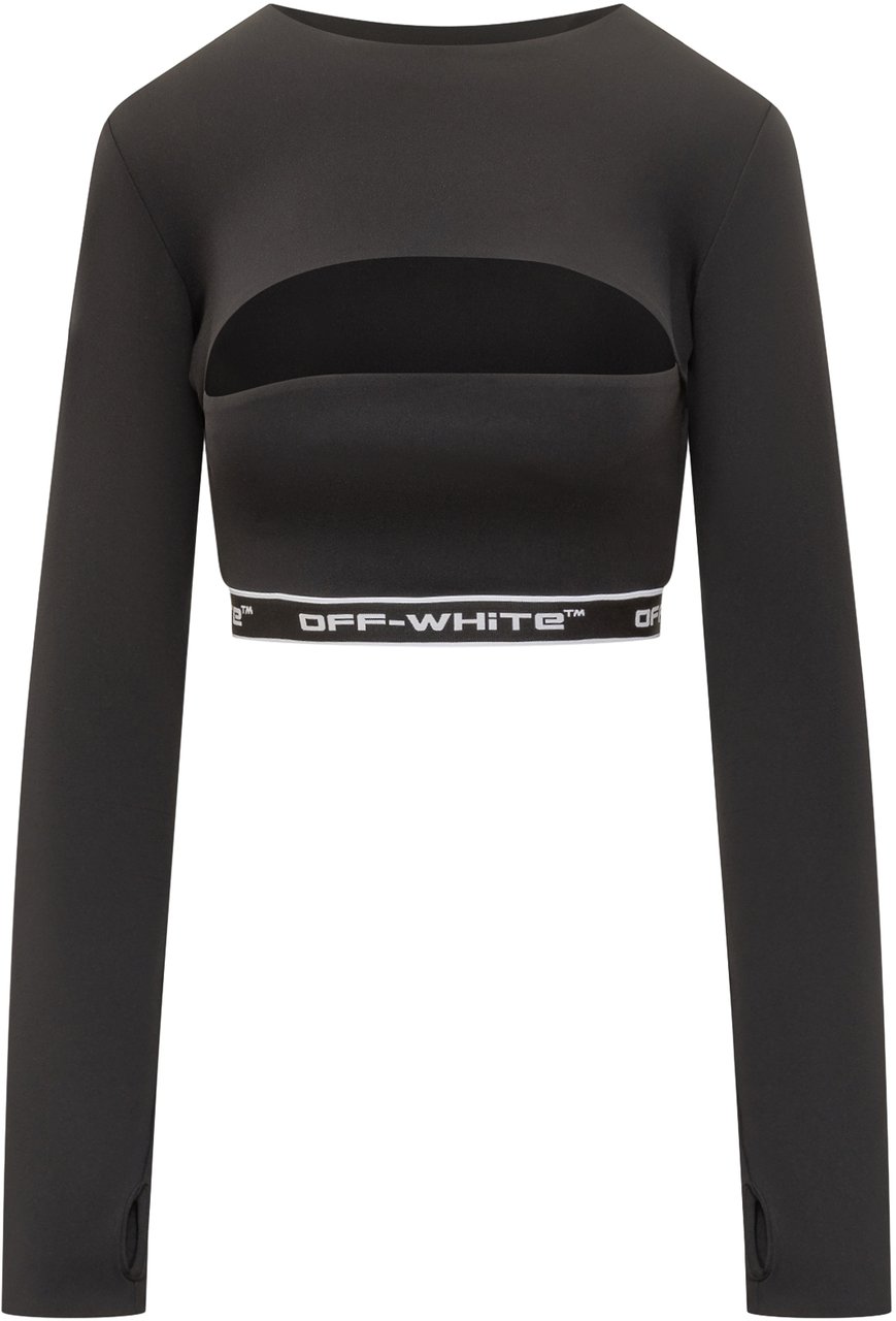 OFF-WHITE Off-White Top Cut Out a Maniche Lunghe Nero Zwart