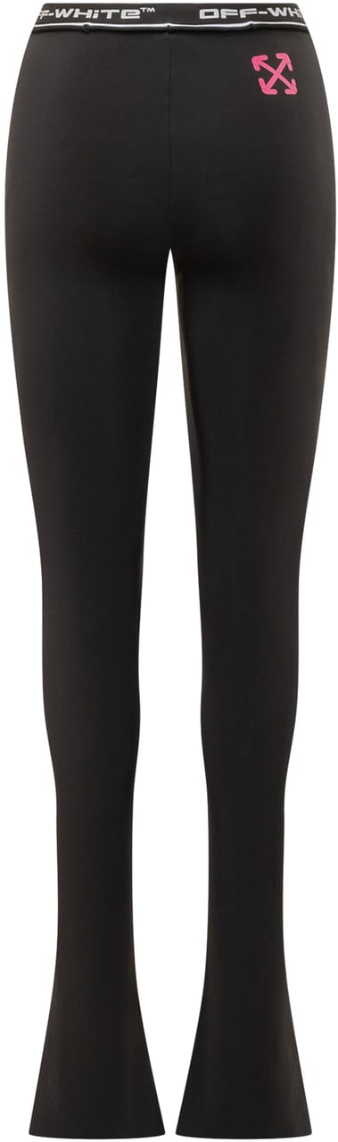 OFF-WHITE Off-White Leggings Neri con Logo e Spacchi Frontali Zwart