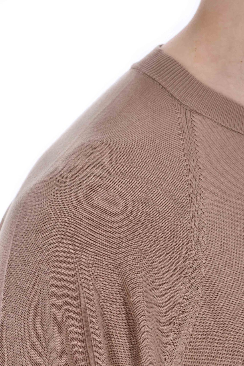 Officine Generale Lyocell-Cotton-Silk Crewneck Sweater Bruin