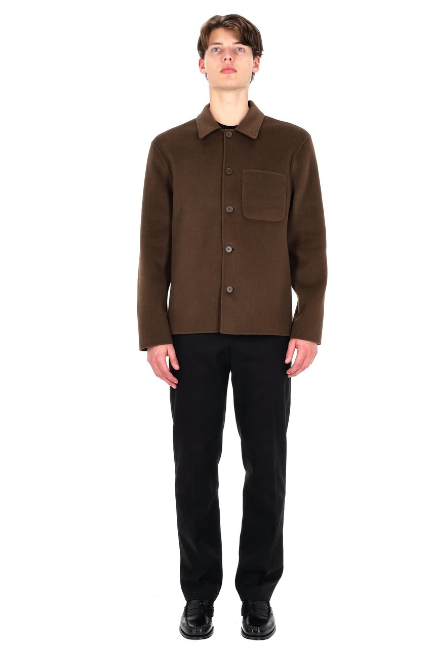 Officine Generale Hamilton Model Unlined Wool Double Overshirt Zwart