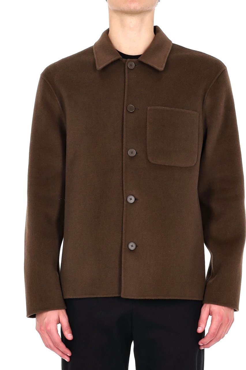 Officine Generale Hamilton Model Unlined Wool Double Overshirt Zwart