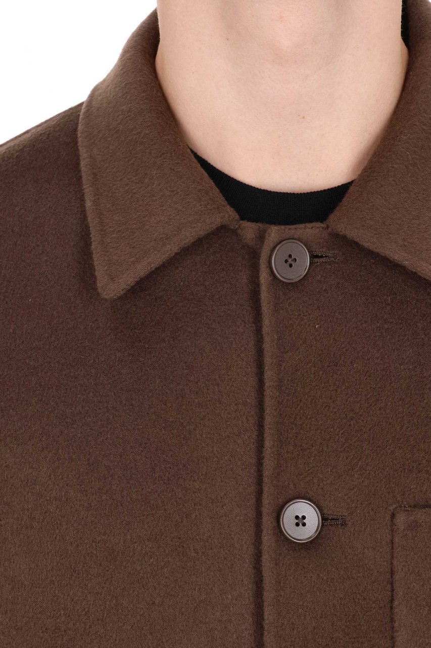 Officine Generale Hamilton Model Unlined Wool Double Overshirt Zwart