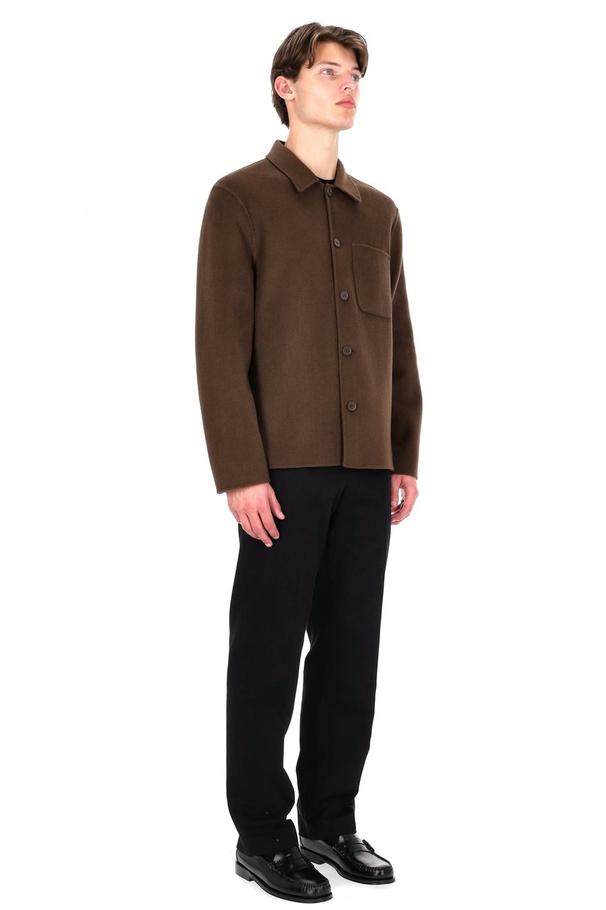 Officine Generale Hamilton Model Unlined Wool Double Overshirt Zwart