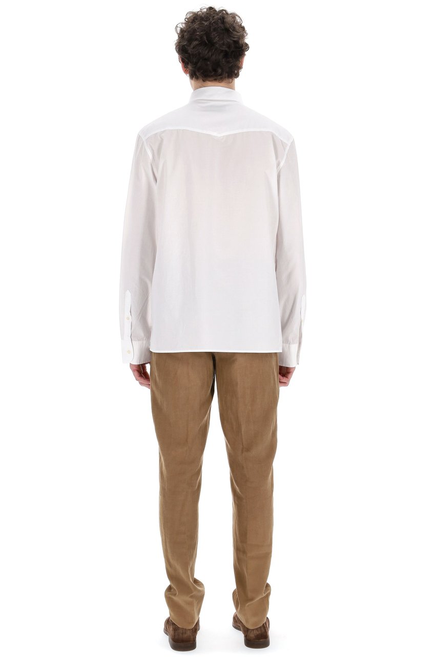 Officine Generale Italian Collar Cotton Poplin Shirt Wit