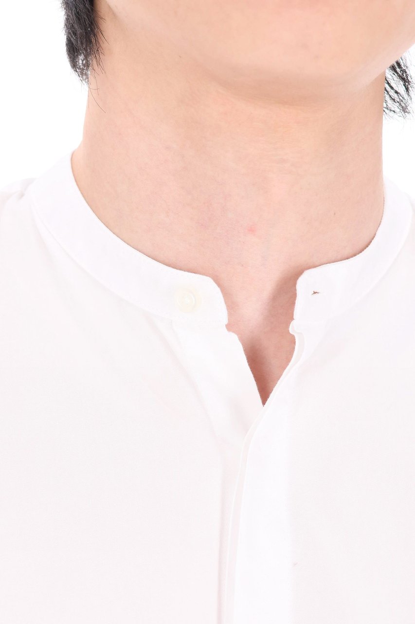 Officine Generale Gaston Light Poplin Band Collar Shirt Paars