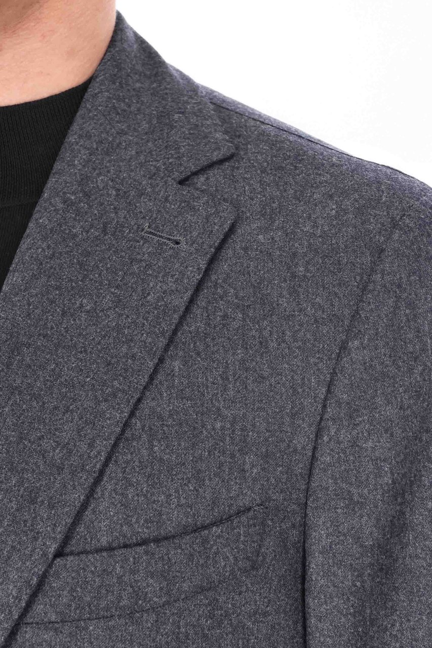 Officine Generale Arthus Model Single-Breasted Flannel Jacket Grijs