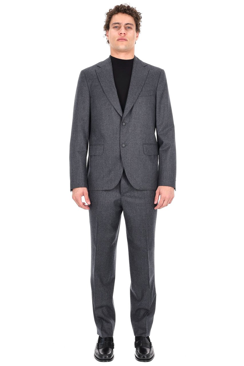 Officine Generale Arthus Model Single-Breasted Flannel Jacket Grijs