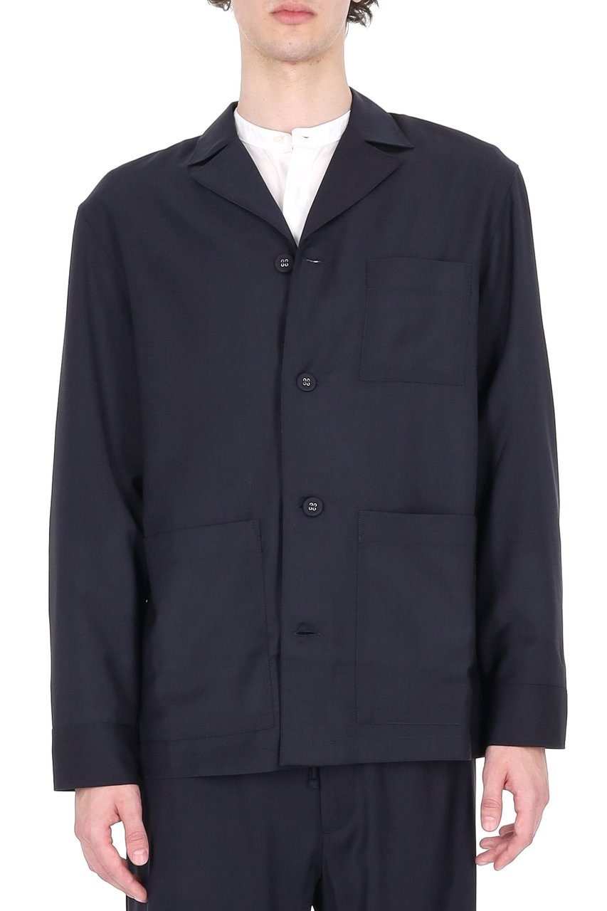 Officine Generale Sheldon Super 110s Wool Shirt Jacket Zwart