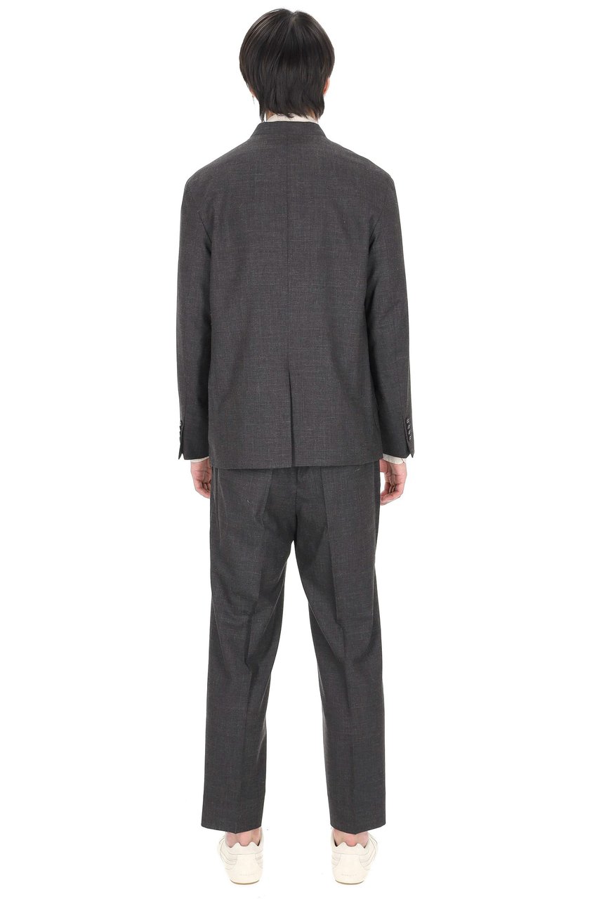 Officine Generale Meryl Wool-Silk-Linen Band Collar Jacket Grijs