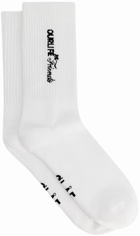 ØLÅF Olaf - Script friends sock - A240801 - Optical white Wit