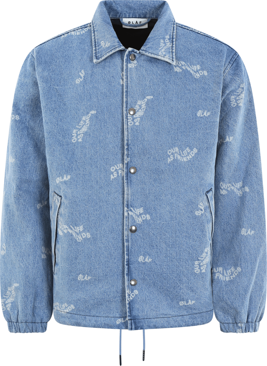 ØLÅF Heren Wavy Aop Denim Jacket Blauw Blauw