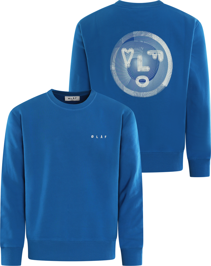 ØLÅF Heren Spiral Face Crewneck Blauw Blauw