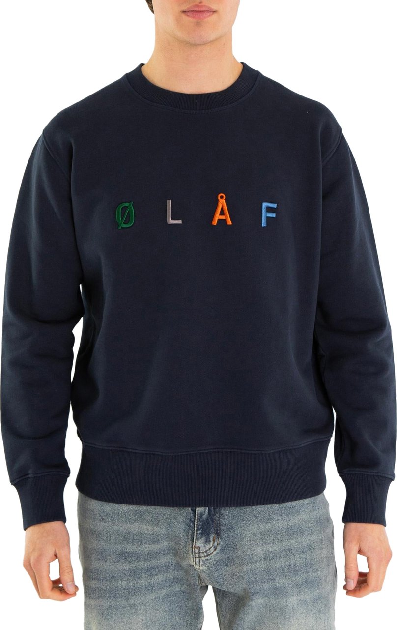 ØLÅF Heren Sans Embro Crewneck Blauw Blauw