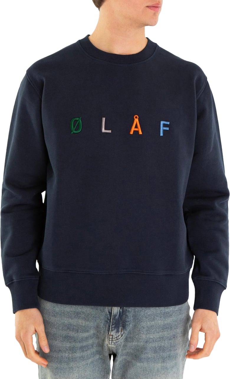 ØLÅF Heren Sans Embro Crewneck Blauw Blauw