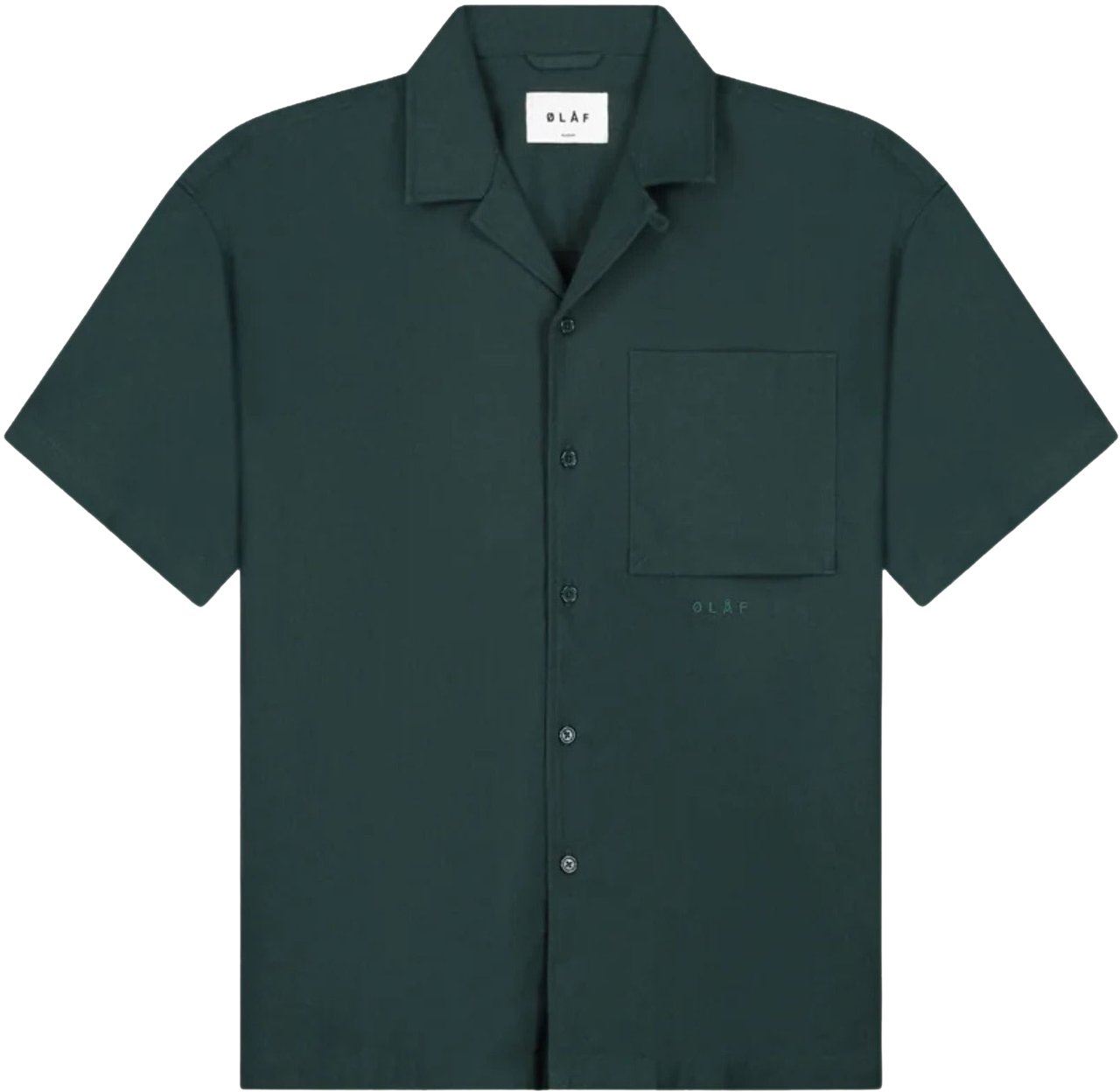 ØLÅF ØlÅf Linen Camp Shirt Ss Korte Mouw Overhemden Donkergroen M200301 Groen