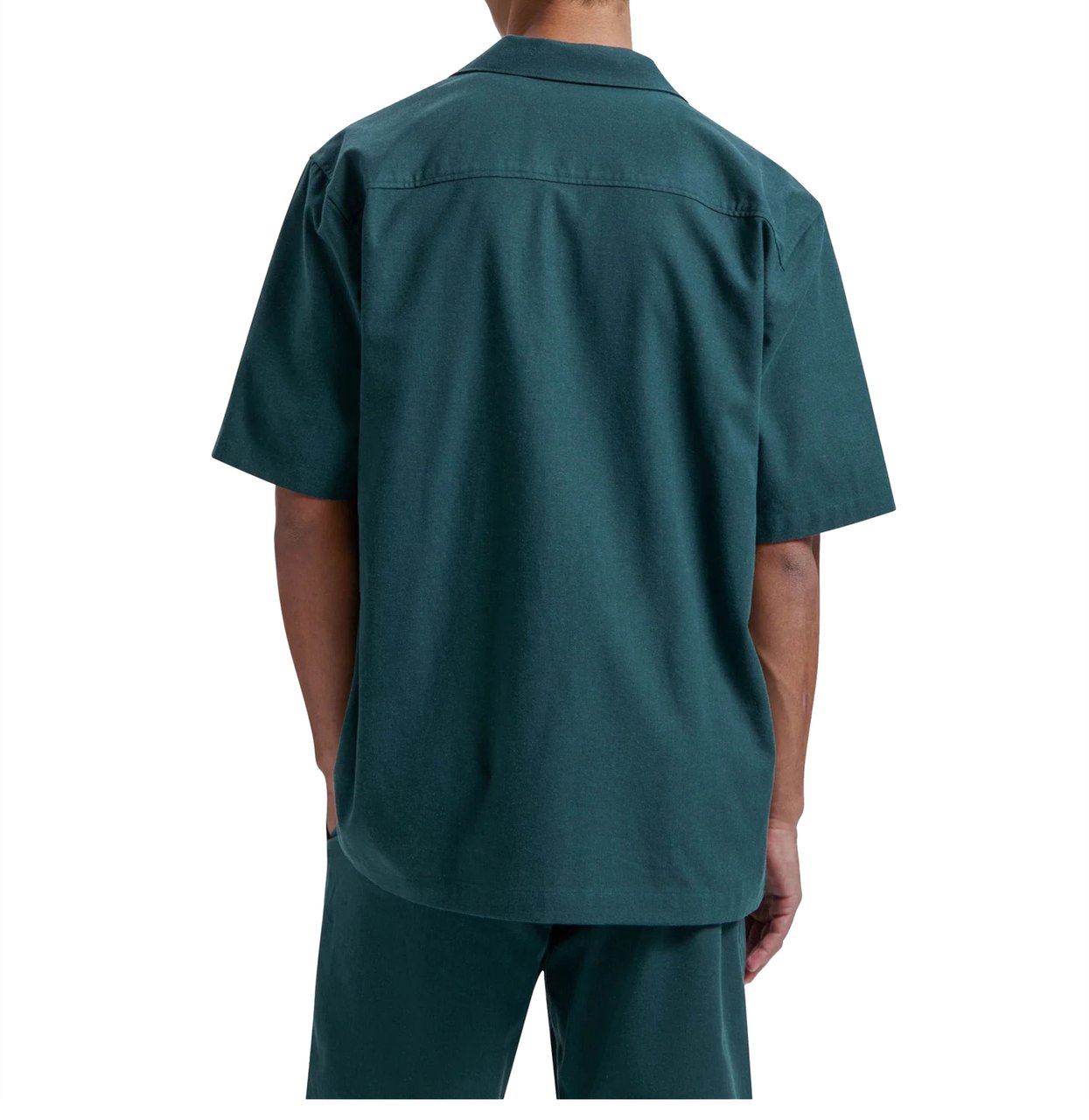 ØLÅF ØlÅf Linen Camp Shirt Ss Korte Mouw Overhemden Donkergroen M200301 Groen