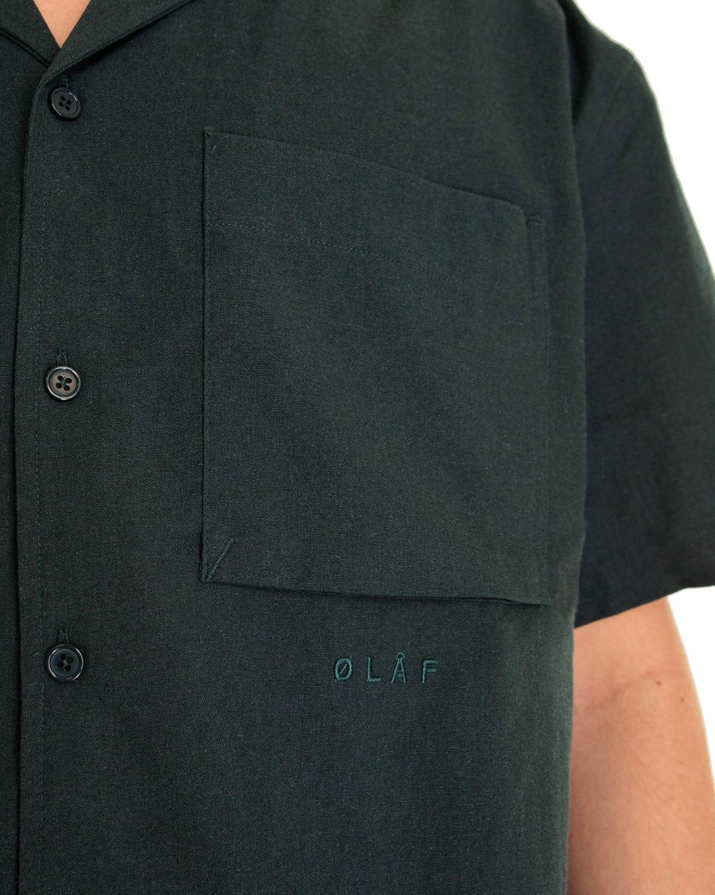 ØLÅF Heren Linen Camp Shirt Groen Groen
