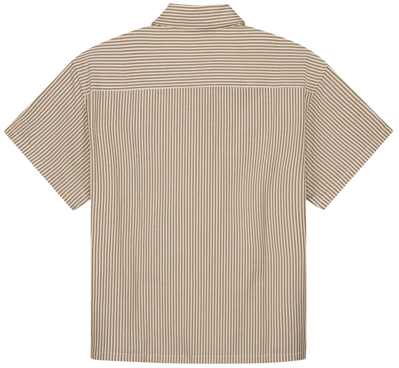 ØLÅF ØlÅf Boxy Seersucker Stripe Shirt Ss Korte Mouw Overhemden Camel M200303 Beige