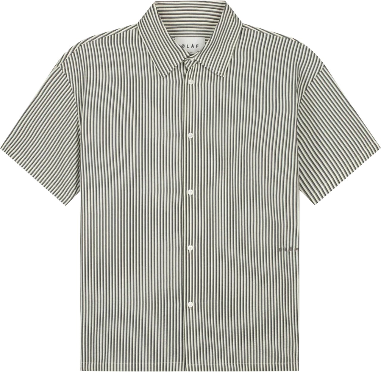 ØLÅF ØlÅf Boxy Seersucker Stripe Shirt Ss Korte Mouw Overhemden Groen M200303 Groen