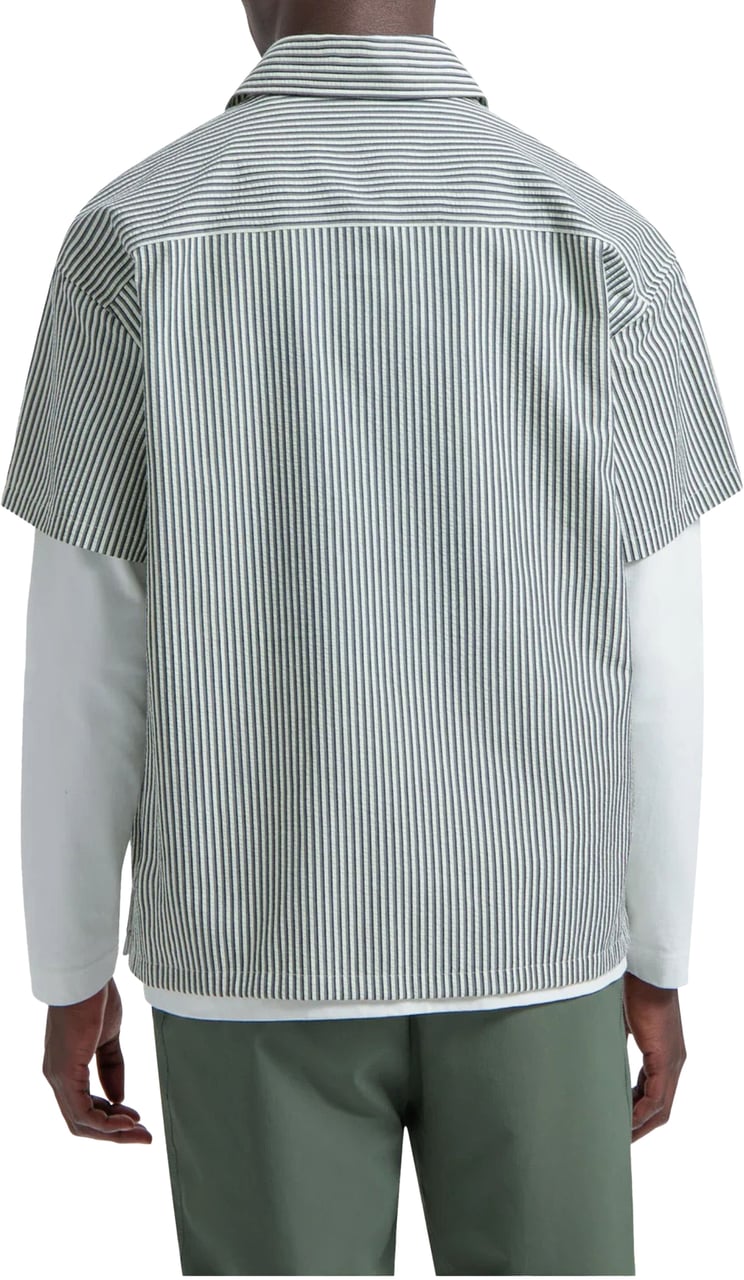 ØLÅF ØlÅf Boxy Seersucker Stripe Shirt Ss Korte Mouw Overhemden Groen M200303 Groen