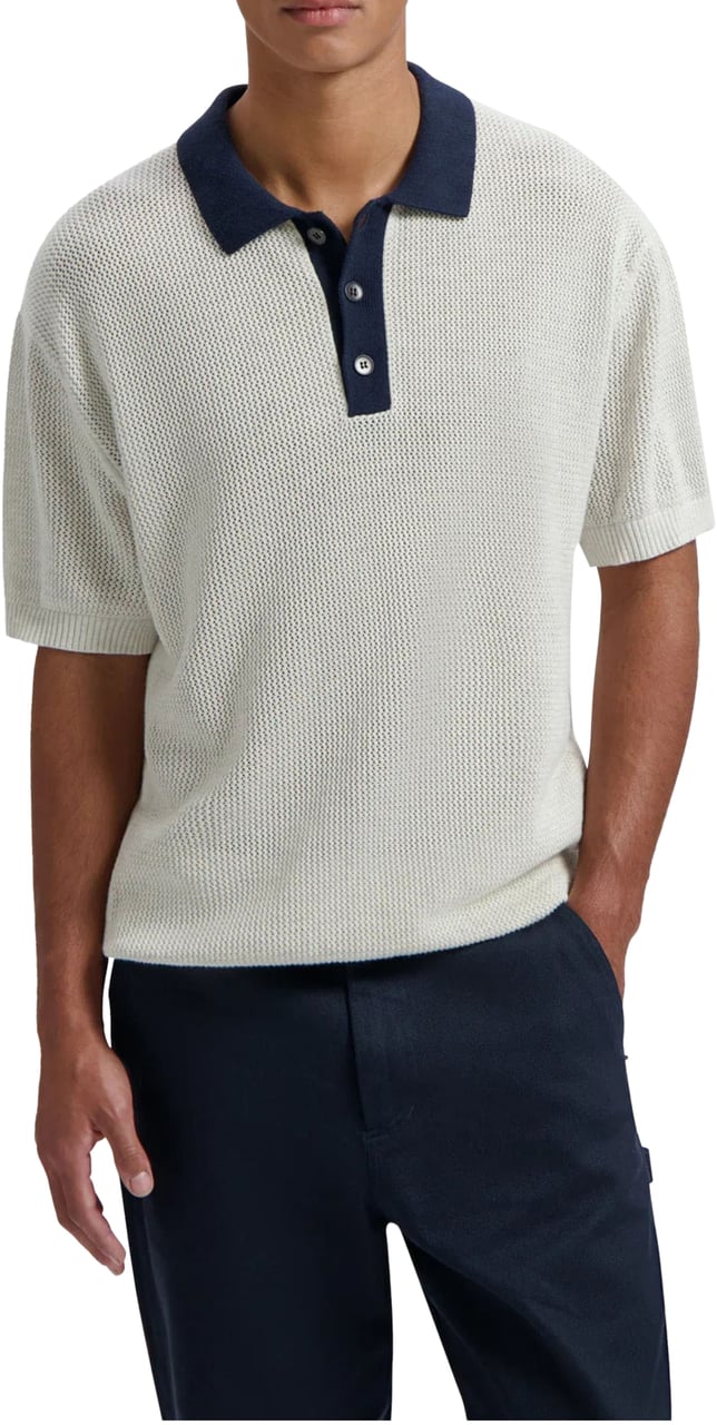 ØLÅF ØlÅf Varsity Polo Knit Ss Polos Off White M200704 Wit