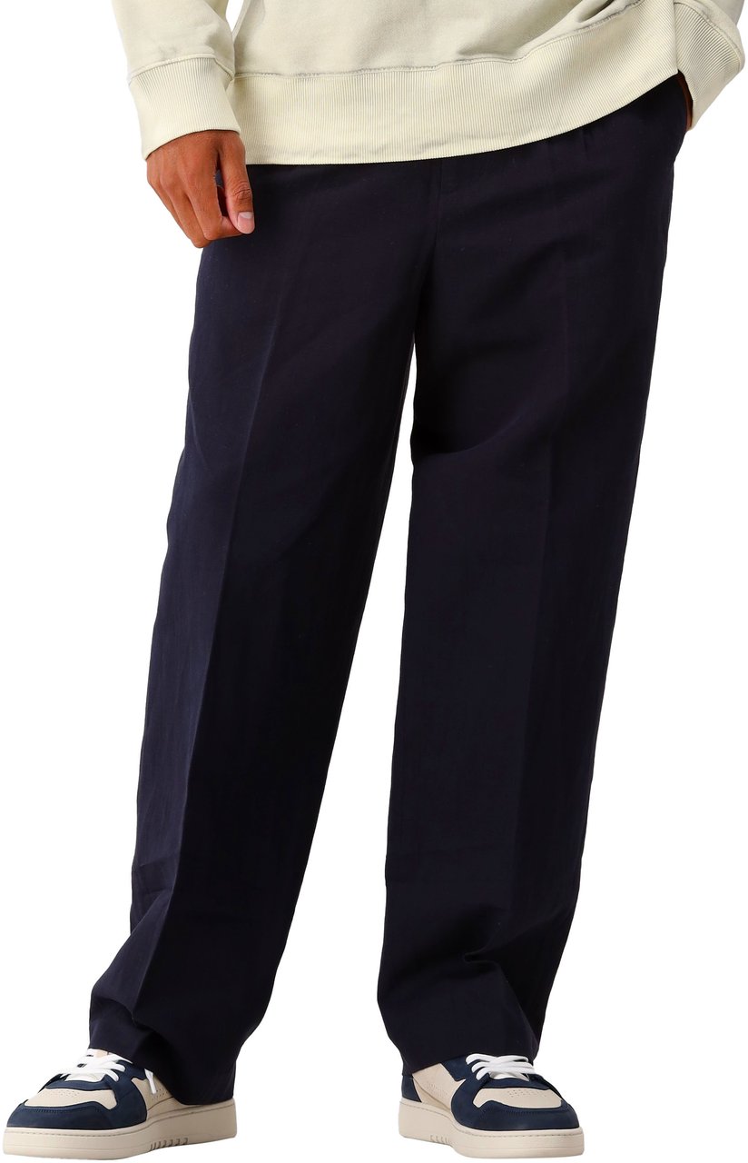 ØLÅF Ølaf Broek Blauw Cotton Linen Trousers Blauw