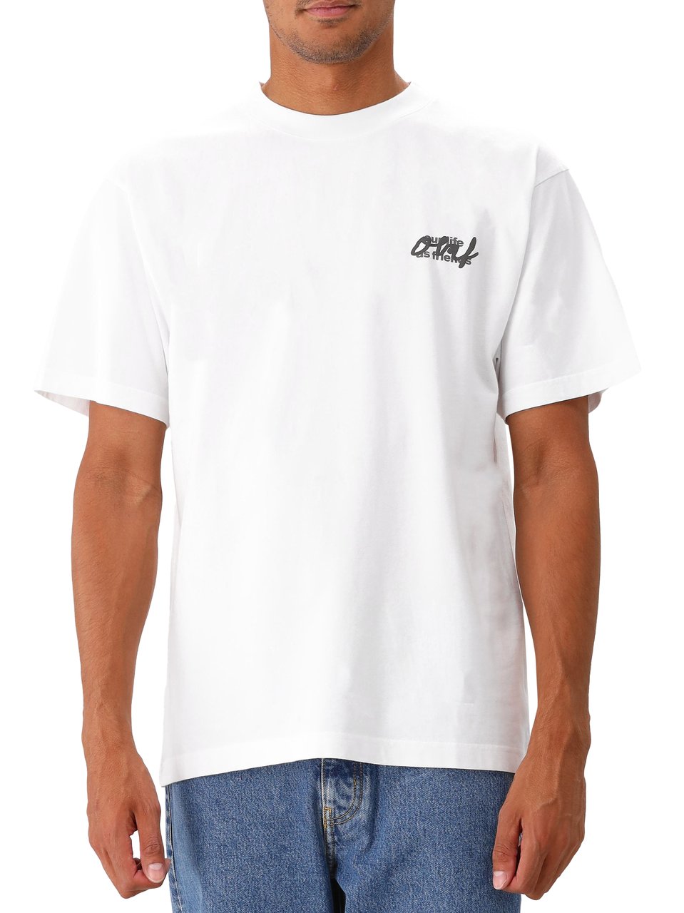 ØLÅF Ølaf T-shirt Wit Script Graphic Tee Wit