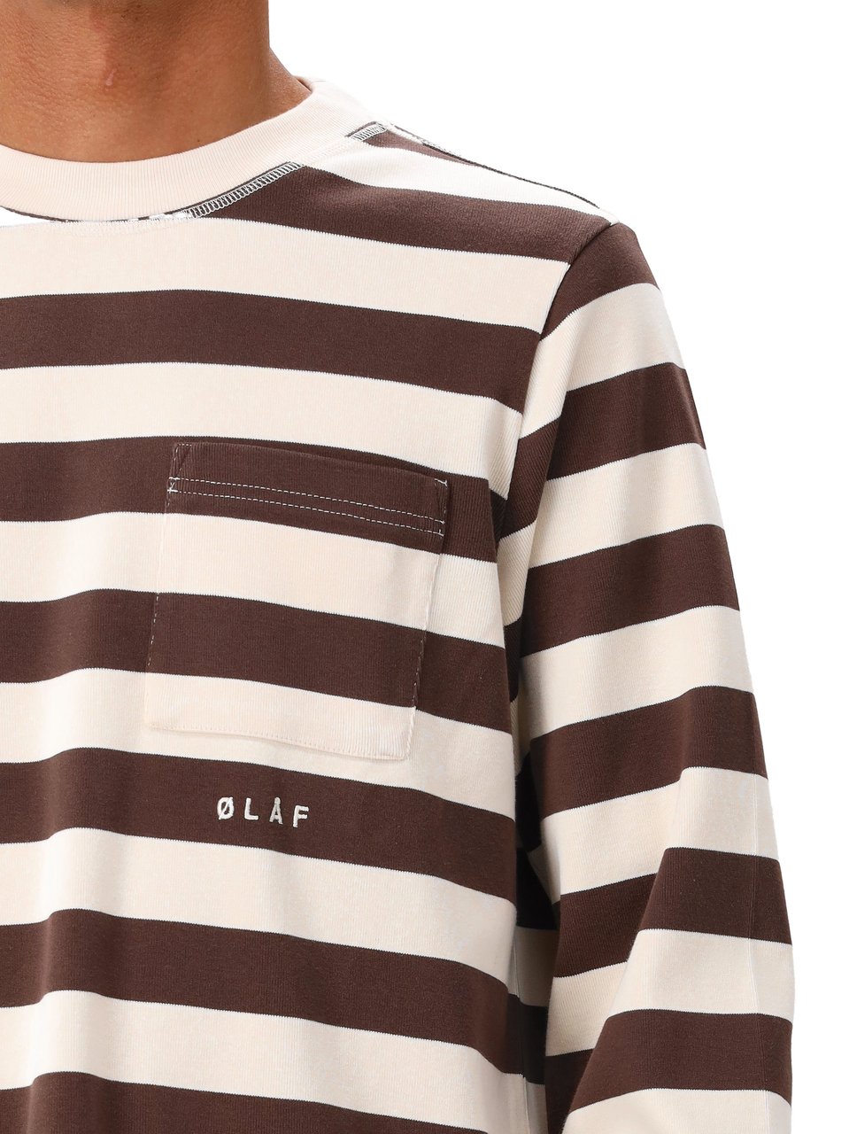 ØLÅF Ølaf Sweater Beige Striped Rib Bruin
