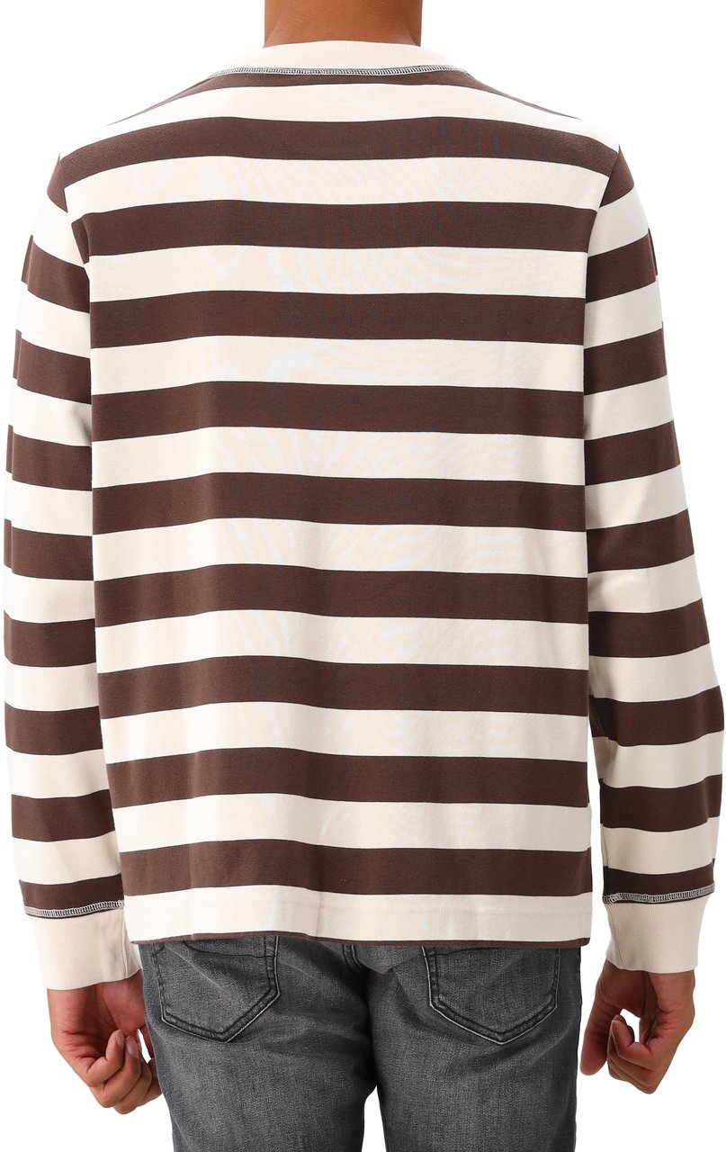 ØLÅF Ølaf Sweater Beige Striped Rib Bruin