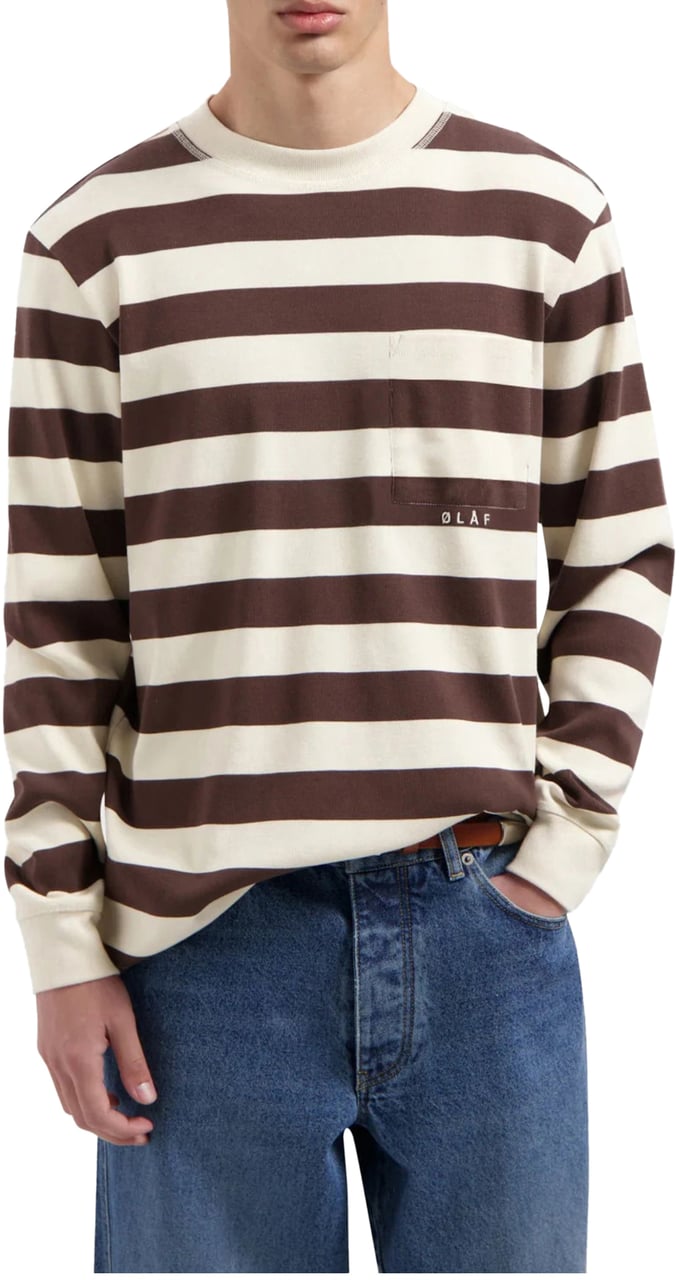 ØLÅF Olaf Striped Rib Crewneck Sweaters Bruin M220204 Bruin