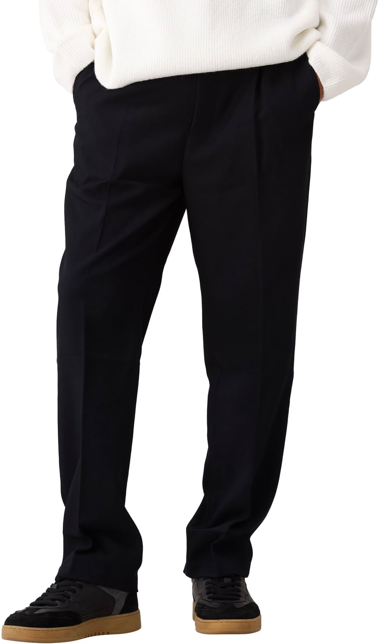 ØLÅF Ølaf Broek Navy Blauw Regular Twill Pleated Blauw